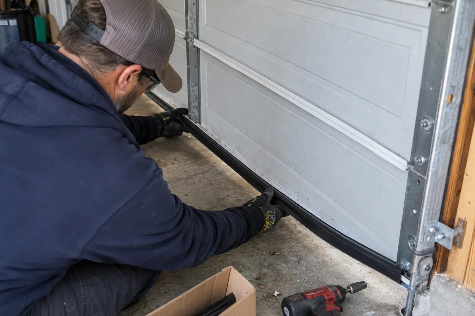 Illustrative garage doors scene; not an actual job