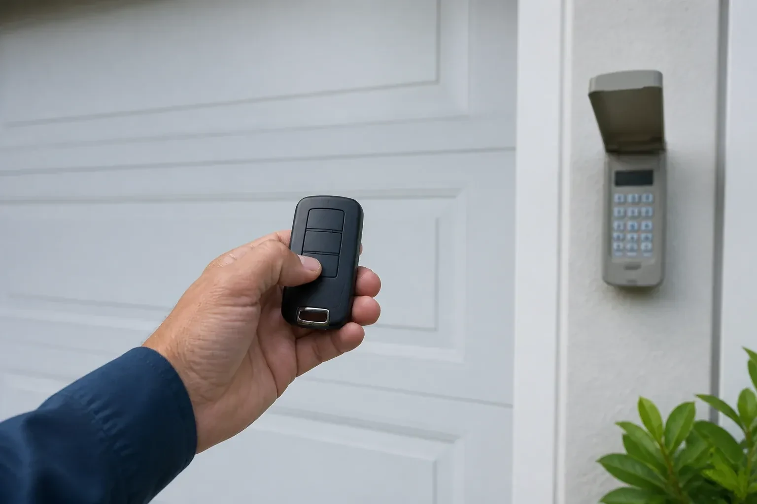 Illustrative garage doors scene; not an actual job — Garage Door Remote and Keypad Programming, New Tecumseth