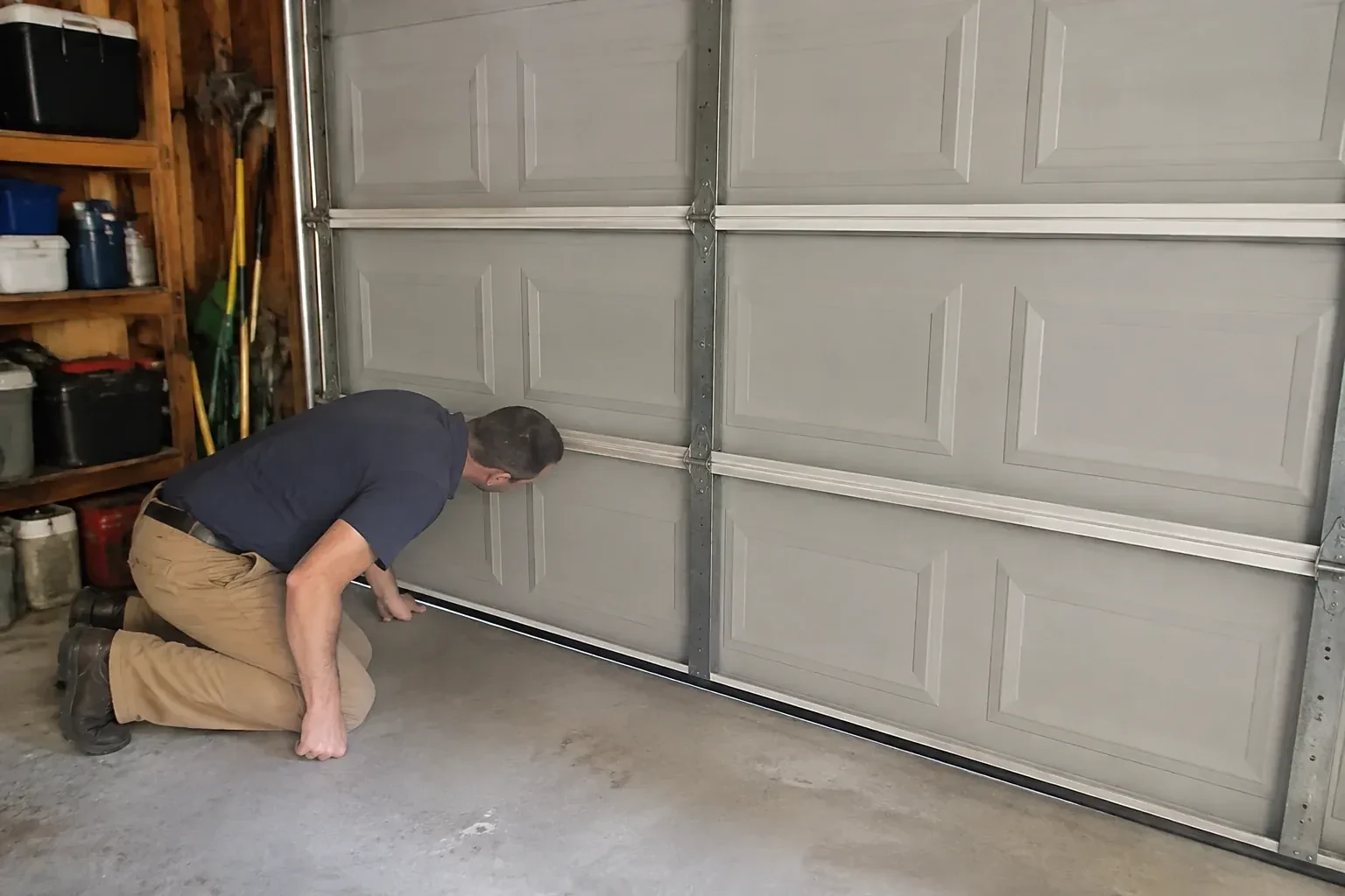Illustrative garage doors scene; not an actual job — Garage Door Perimeter Weatherstrip, New Tecumseth